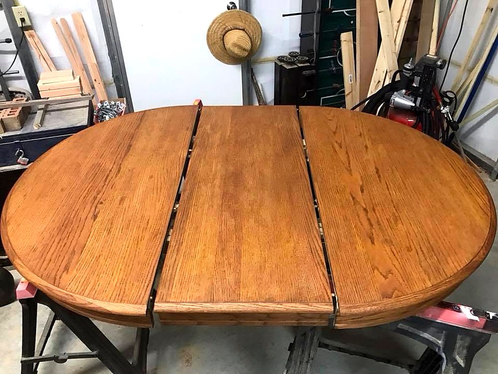 Oak dining table, refinished