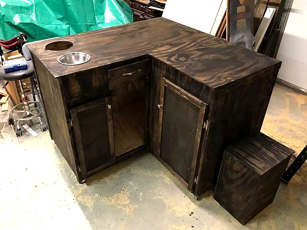 Corner bar cabinet, custom