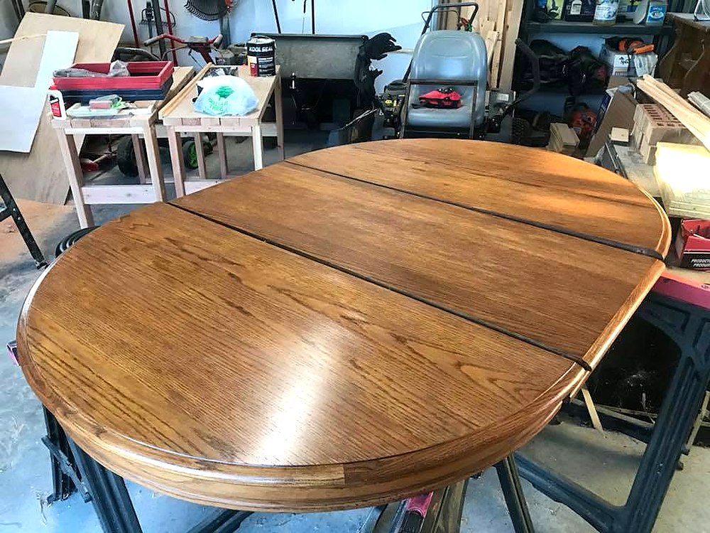 Oval table, refinished