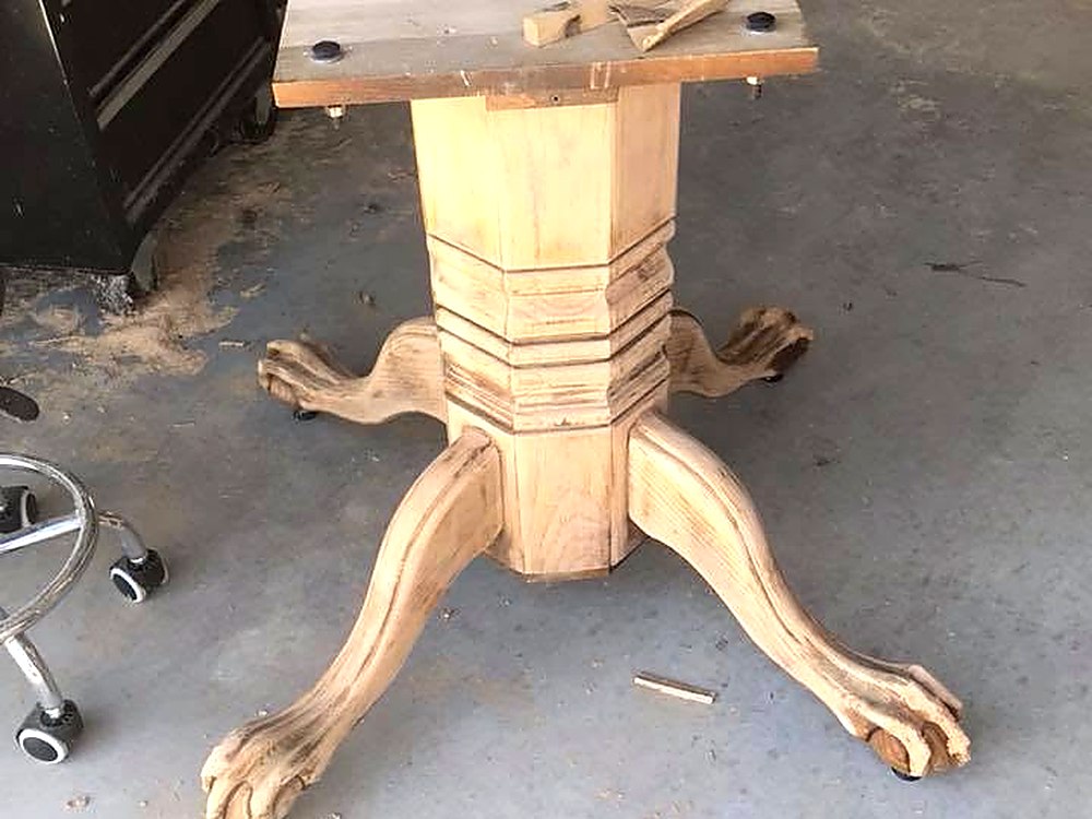 Claw-foot pedestal, stripped