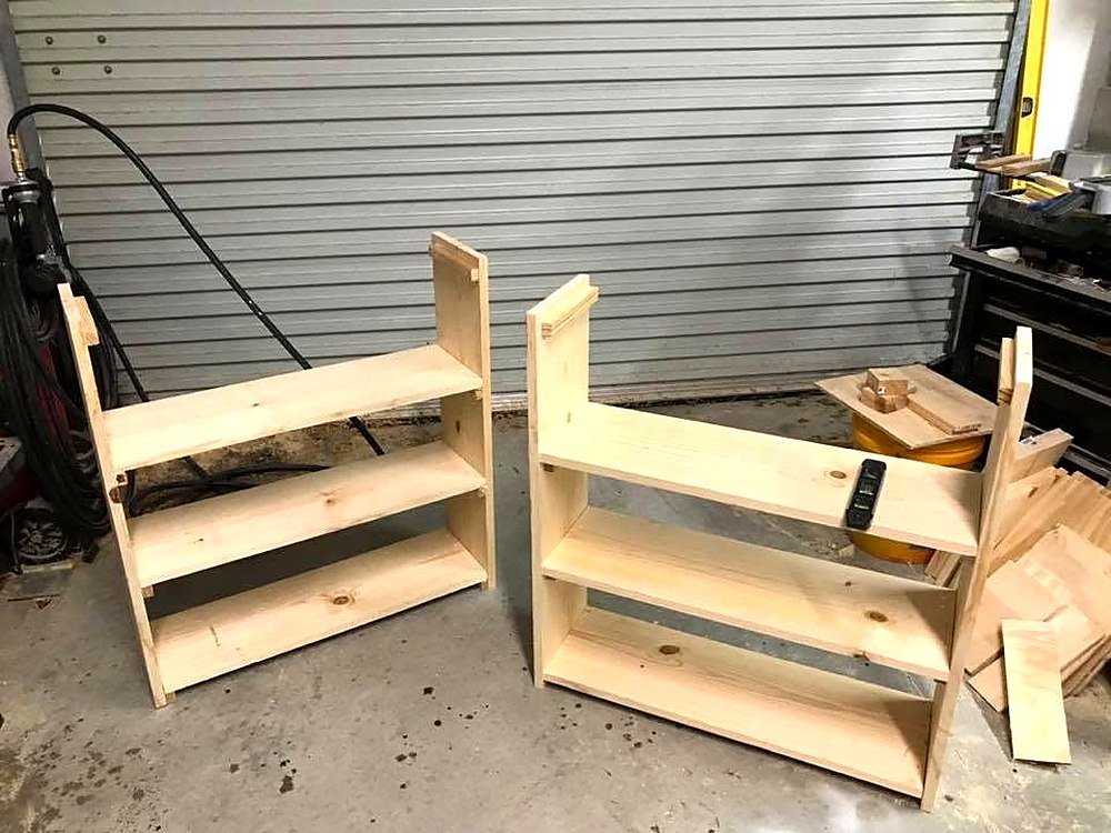 Shelf units, in build